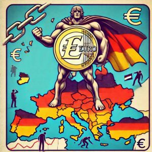 Bild av Tyskland som dominerar EU via euron.